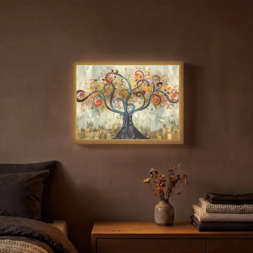 Boom - Kunst - Modern - Natuur Light Box met batterij (Wandlamp) middel -sfeer4