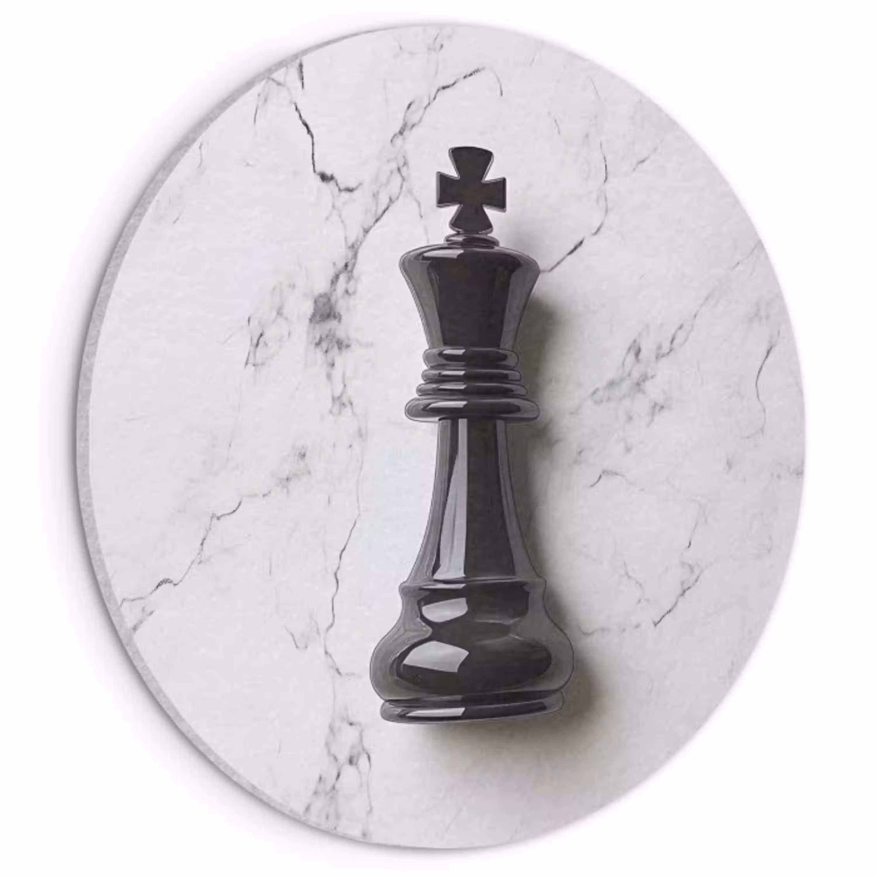 Schaakstuk - Koning - Zwart - Marmer Akoestische PET Vilt - Rond klein -3d