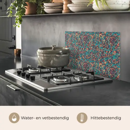 Spat - Abstract - Oranje - Groen keuken achterwand spatscherm klein 900 -usp_NL