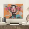 Portret - Vrouw - Abstract - Bloemen PET vilt klein -sfeer1