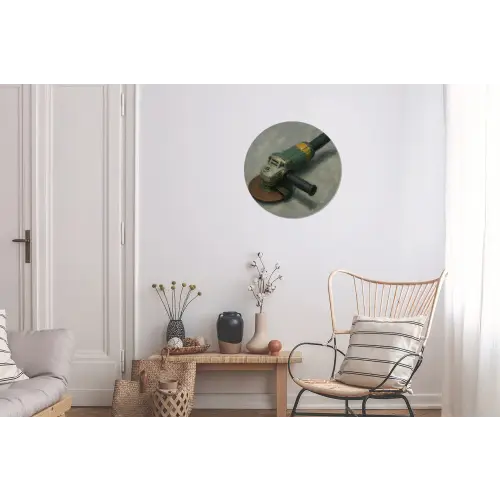 Haakse slijper - Schilderij - Gereedschap Wandcirkel aluminium klein -woonkamer