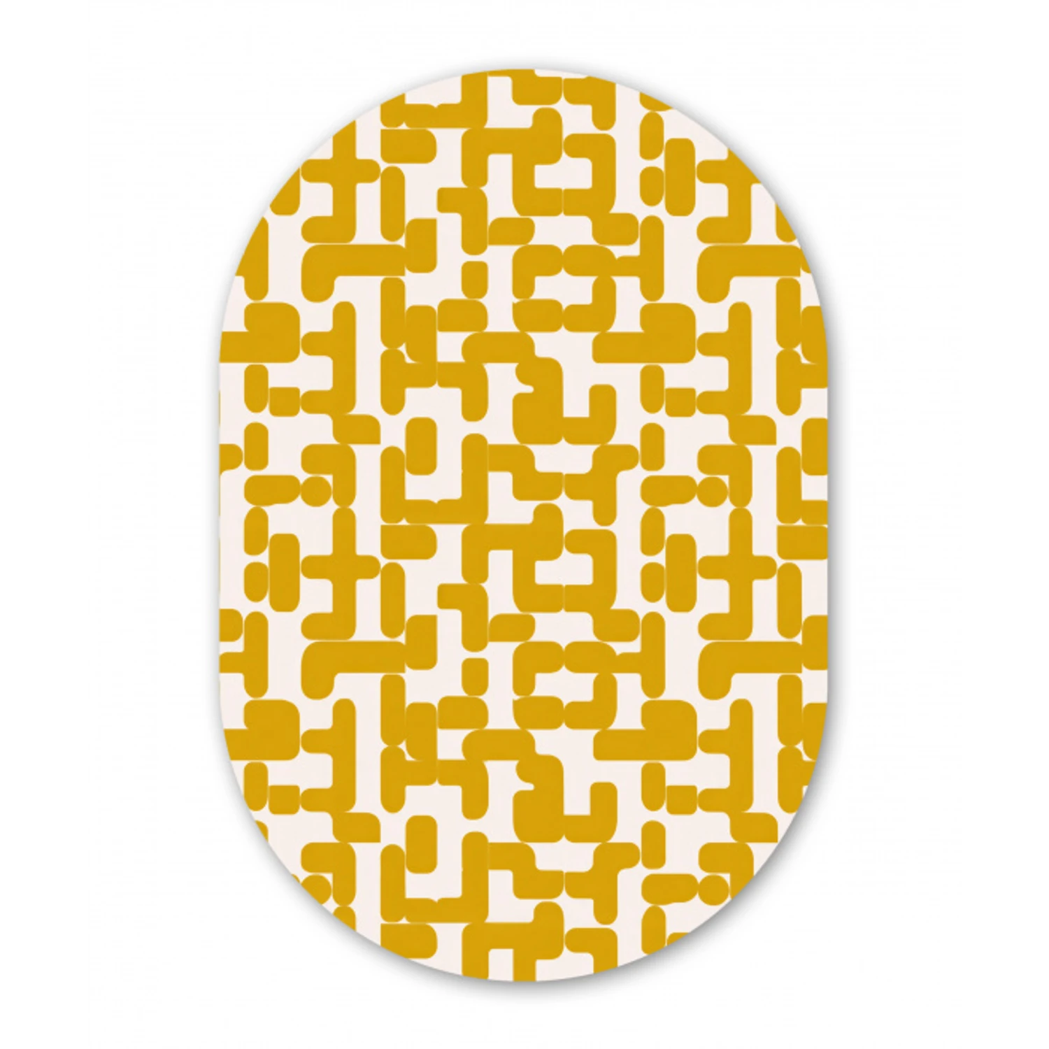 Geel - Beige - Patroon Wandcirkel Ovaal Forex klein 630 -3d
