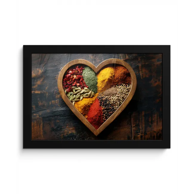 Houten - Hart - Kleurrijke - Specerijen fotolijst zwart zonder passe partout klein -3d