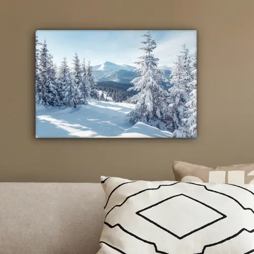 Sneeuw - Winter - Landschap - Bergen canvas 2cm klein -sfeer3