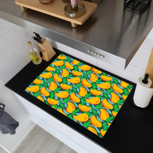 Mango - Patroon - Fruit - Bladeren Inductie beschemer met haakjes klein 777 -sfeer1