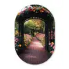 Doorkijk - Bloemen - Pad - Natuur - Kleurrijk Wandcirkel Ovaal Glas middel -3d