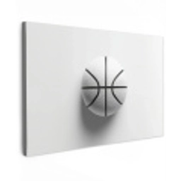 Basketbal - Wit - Schaduw - Lijnen Tuinposter op houten frame 2 cm dik klein -3d