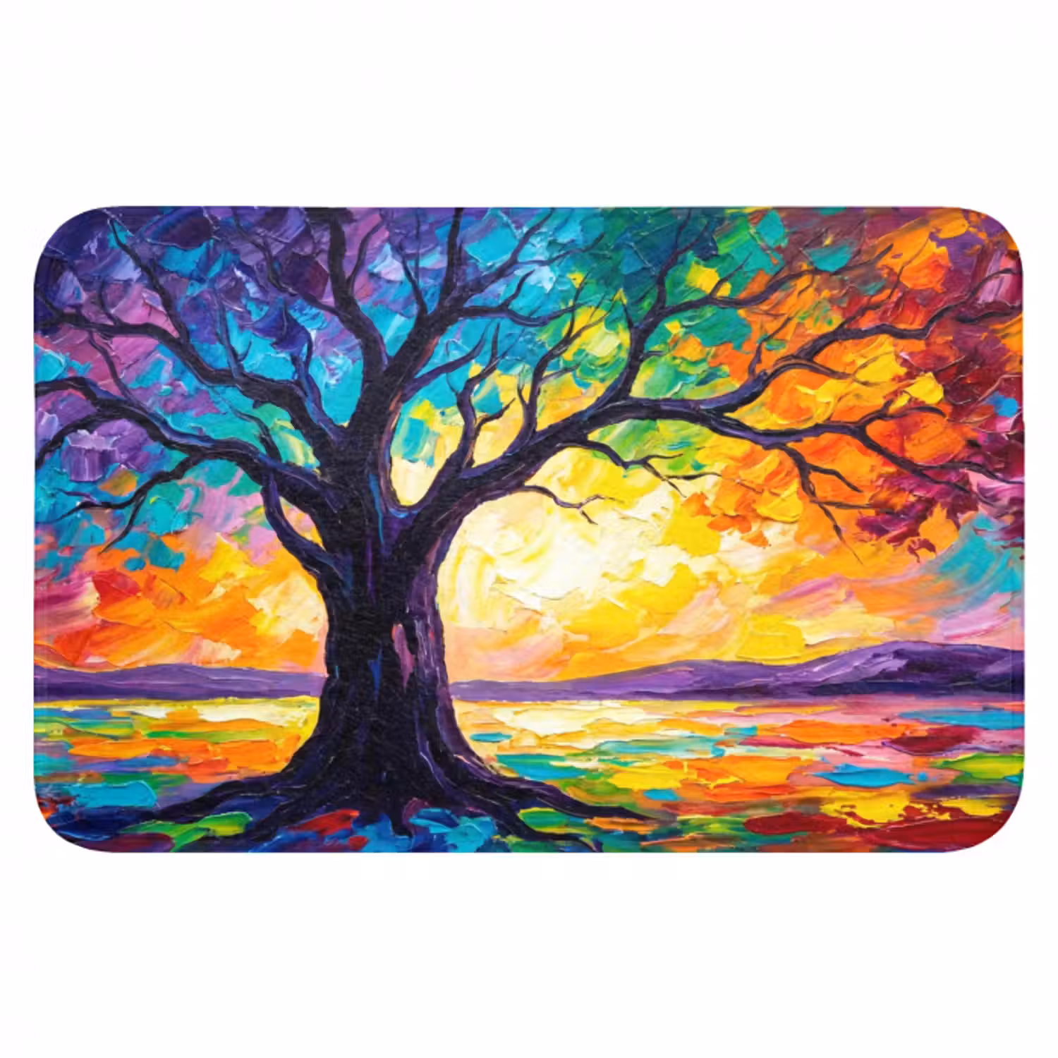 Badematte - Baum - Landschaft - Natur - Abstrakt - Farbenfroh