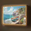 Boten - Rotsen - Zee - Zon Light Box met batterij (Wandlamp) middel -z3d_website