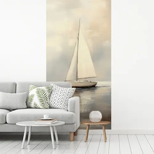 Zeilschip - Zee - Bewolkt fotobehang vinyl groot -woonkamer