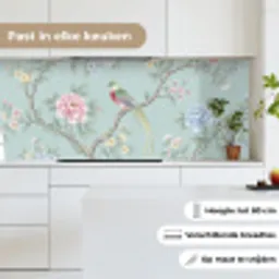 Vogel - Bloemen - Kleurrijk keuken achterwand 2 middel -sfeer4_NL