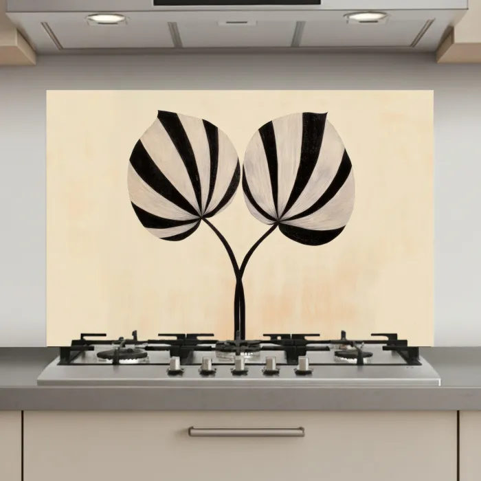Bladeren - Gestreept - Stengel - Beige keuken achterwand spatscherm klein -3d_website