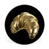 Croissant - Brood - Goud - Zwart Wandcirkel aluminium klein -3d