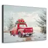 Auto - Rood - Cadeaus - Winter - Sneeuw - Kerst Textielframe zwart klein -3d