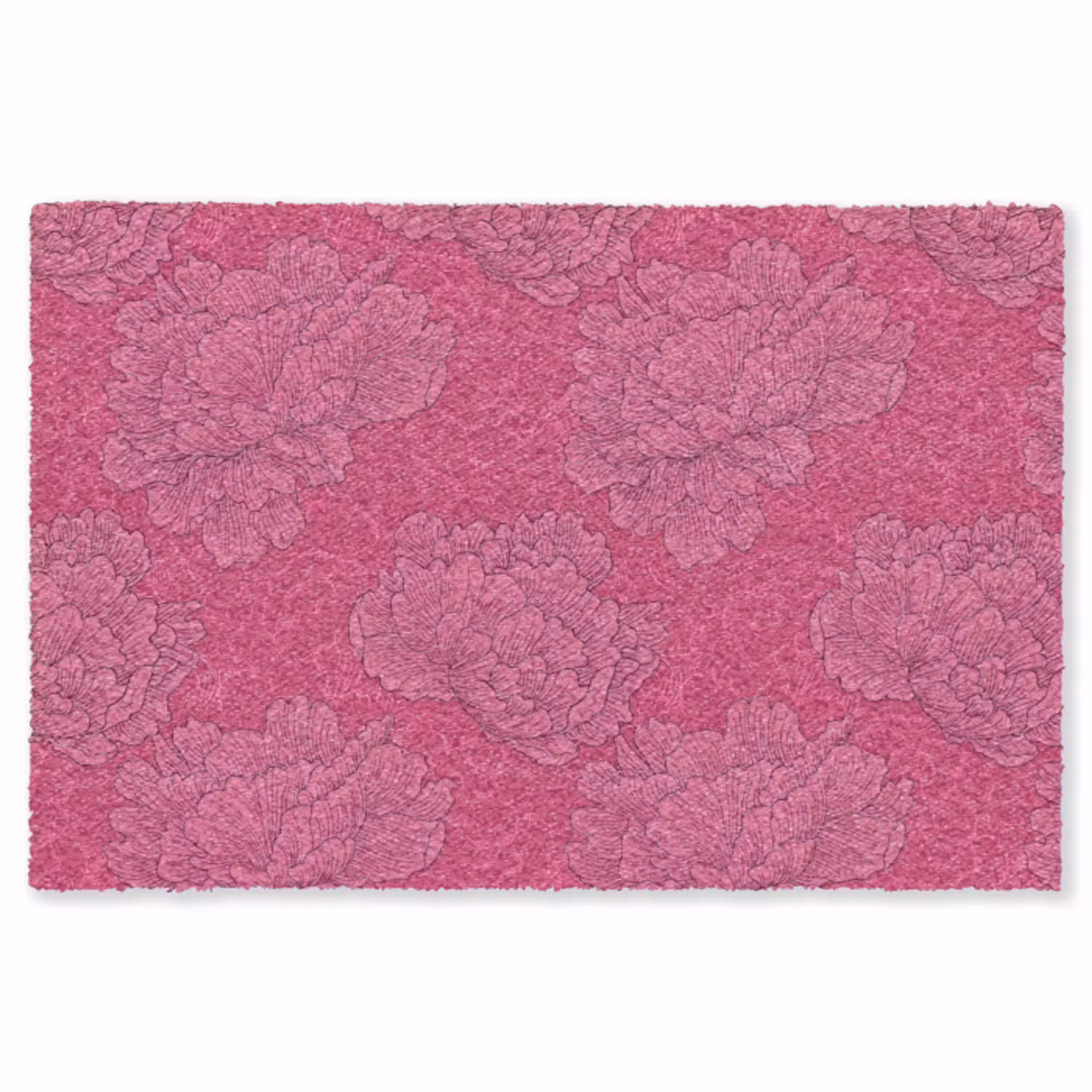 Pioenrozen - Energiek - Roze Vloerkleed Rechthoek klein 1091 -3d