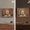 Boeddha - Mandala - Bloem - Rood - Goud - Zen Light Box met batterij (Wandlamp) middel -sfeer3