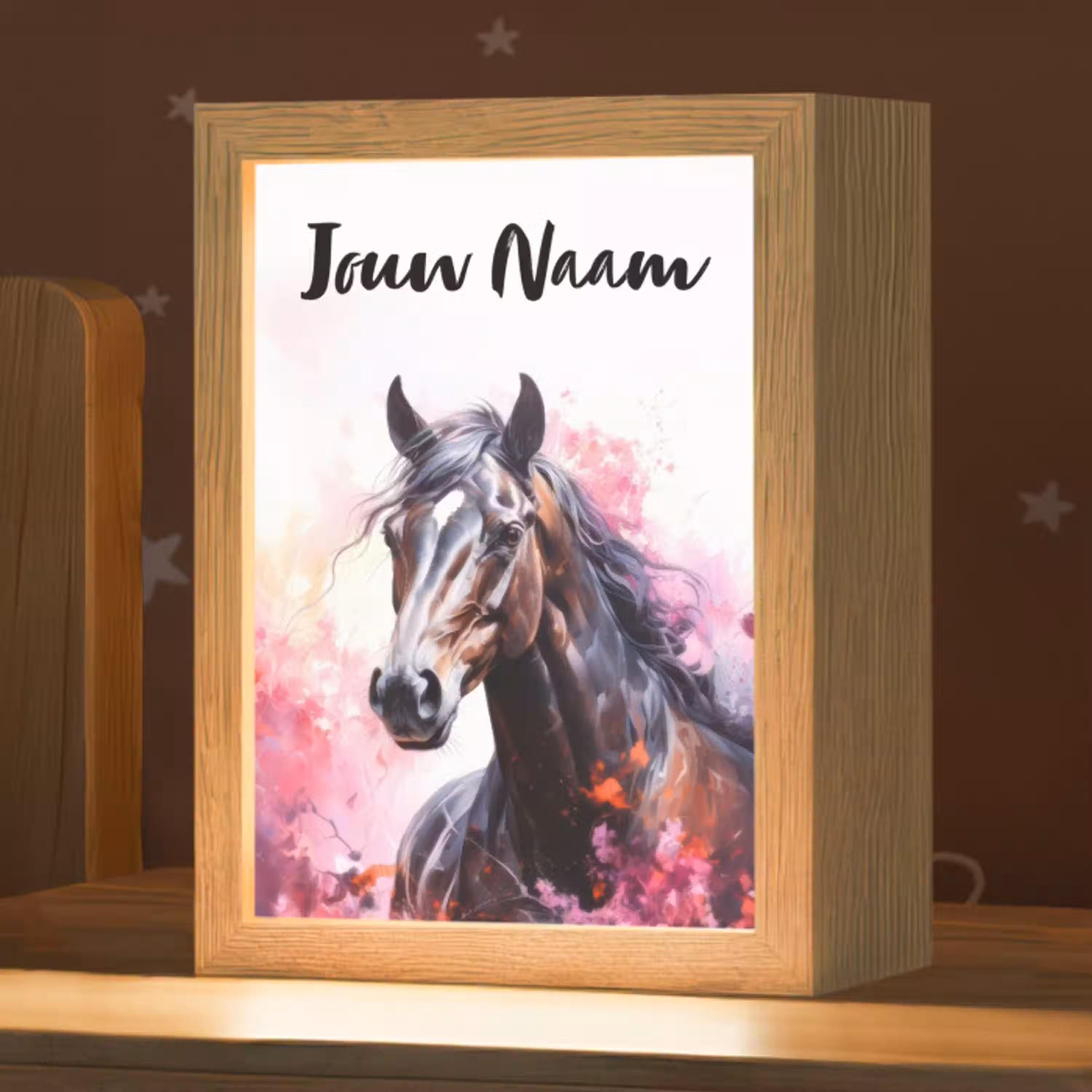 Paard - Dieren - Meisje - Roze Light Box met kabel (Kinderlampje) klein -zzz_3d_website