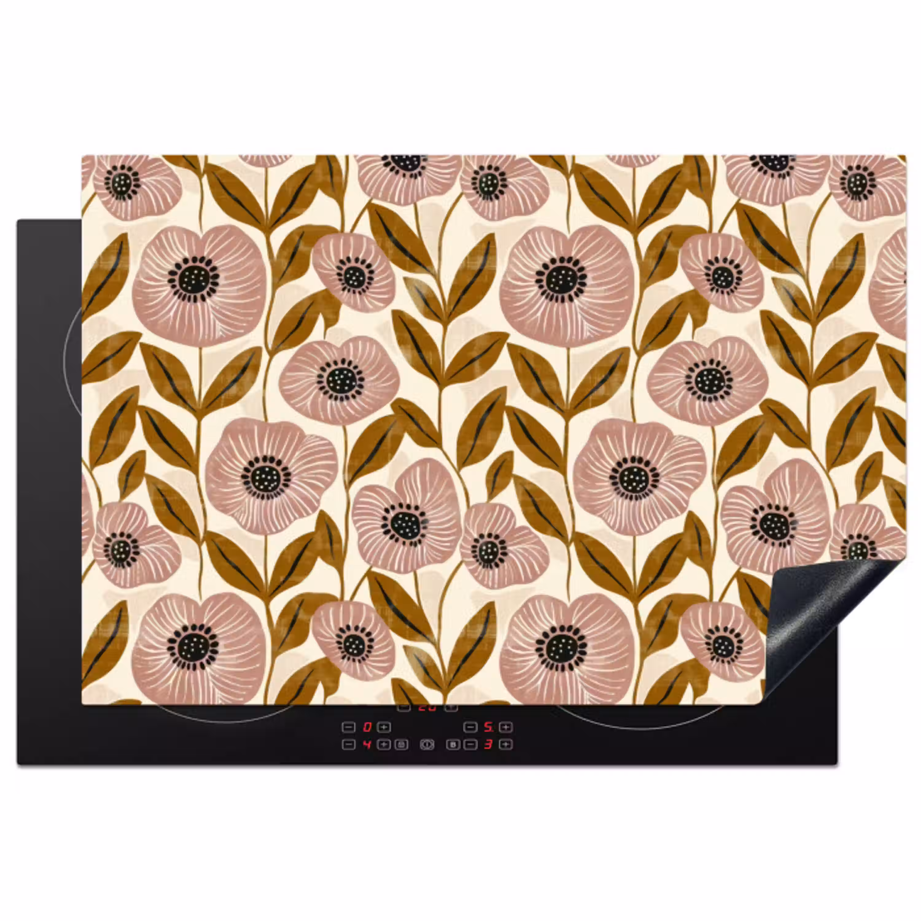 Dustyroze - Bloemen - Grafisch - Patroon Inductie beschermer vinyl 3mm klein 276 -3d