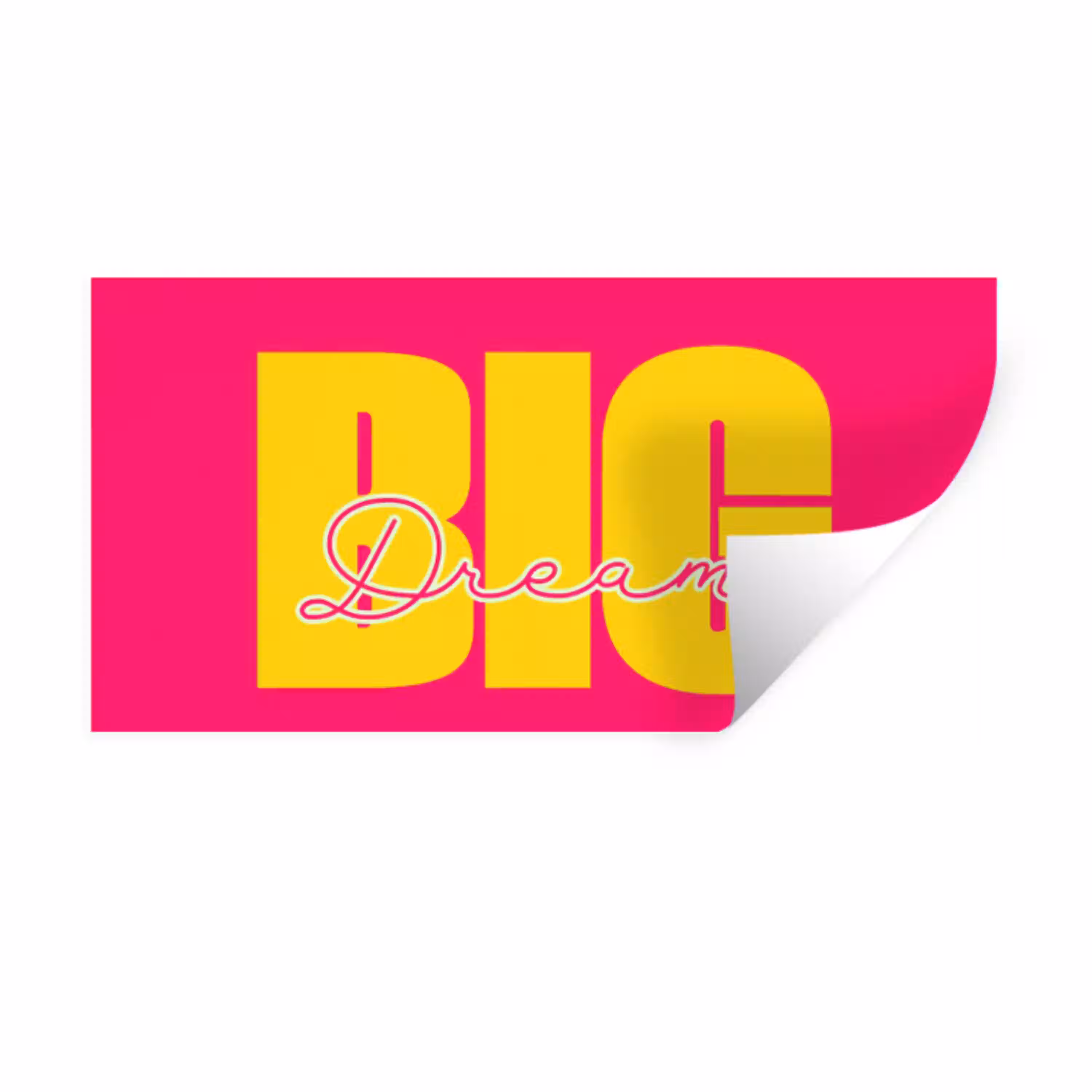 Dream big - Roze - Geel - Minimalistisch Muursticker klein -3d