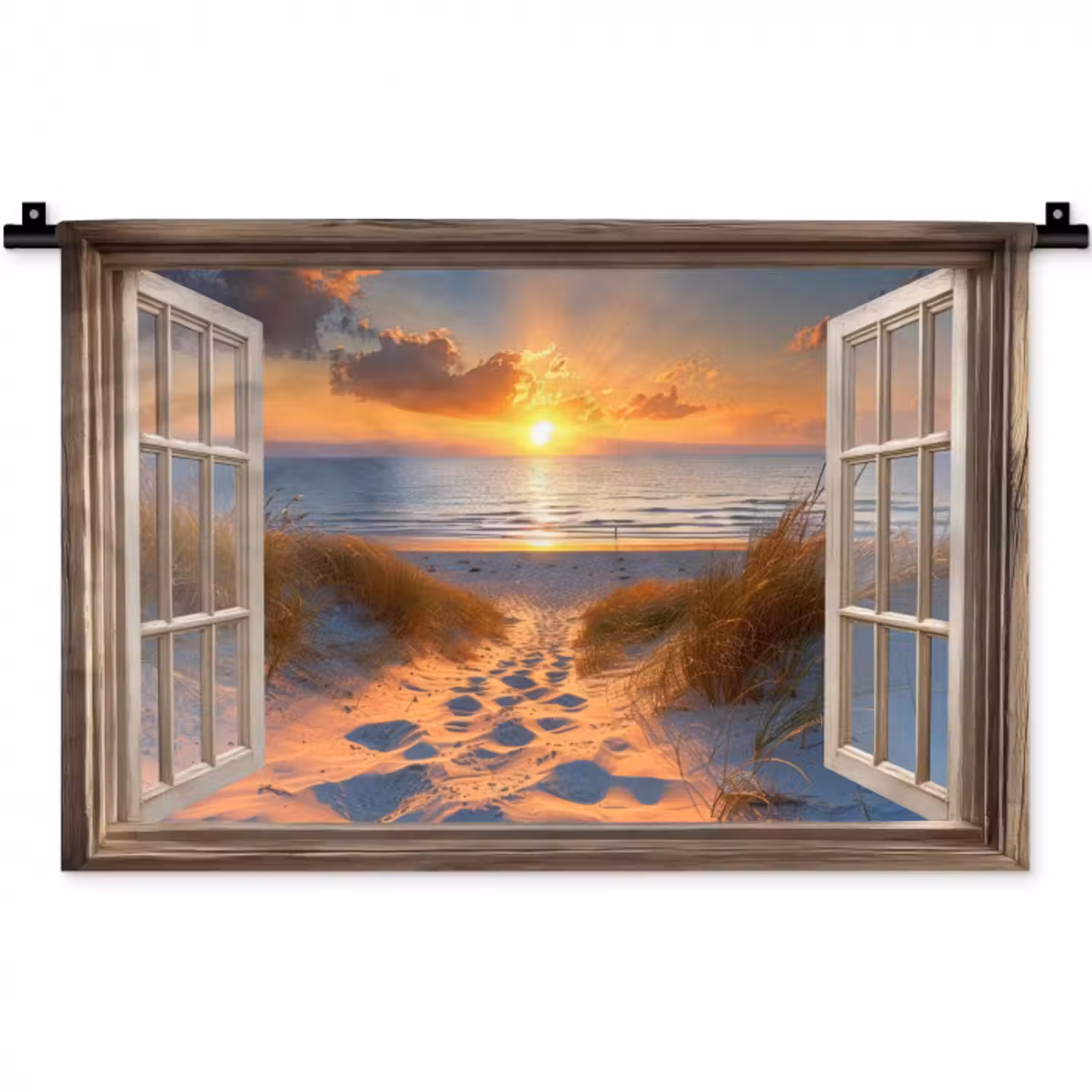 Wandteppich - Durchblick - Strand - Dünen - Sonnenuntergang