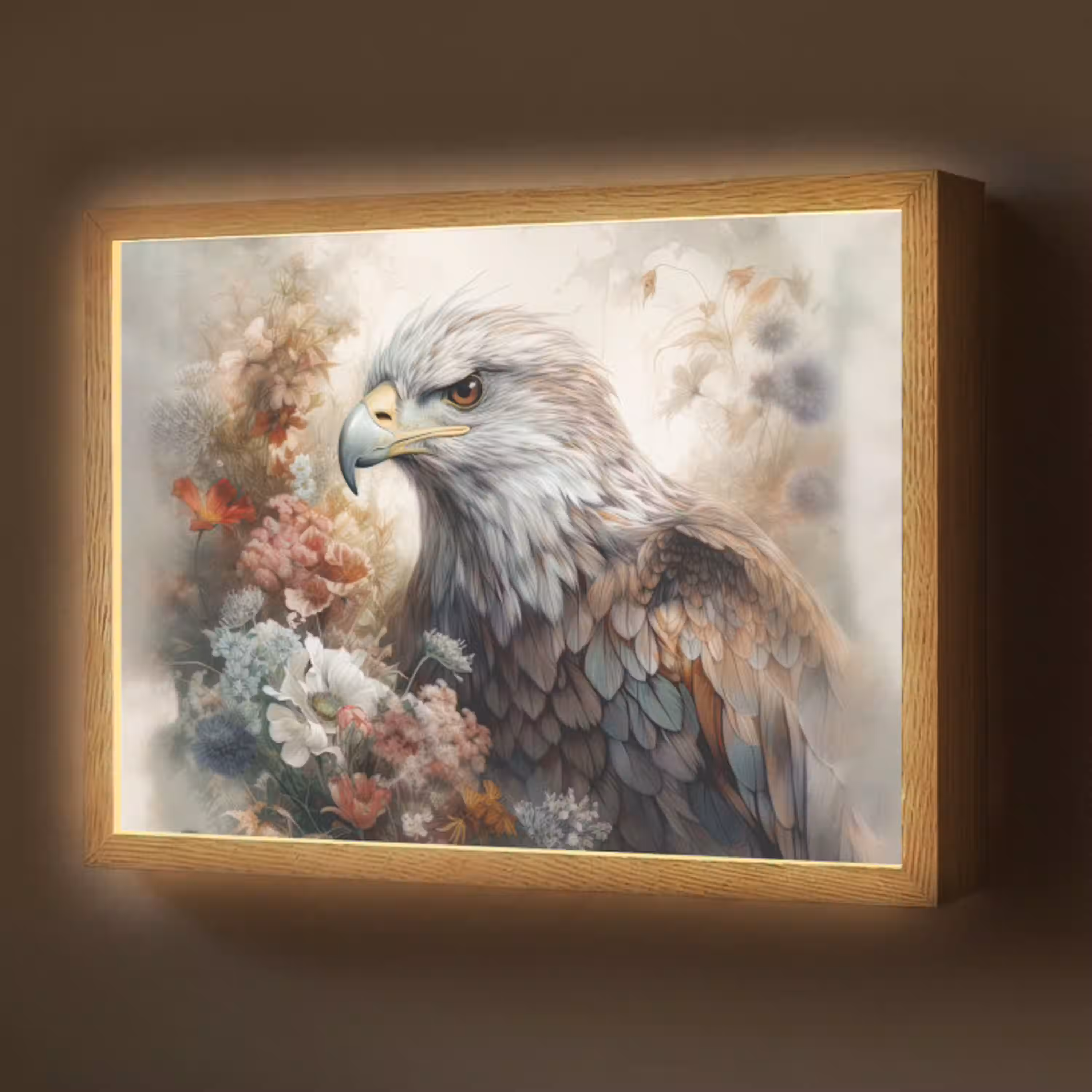 Arend - Adelaar - Vogel - Bloemen - Natuur Light Box met batterij (Wandlamp) middel -z3d_website