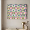 Retro - Kleuren - Patroon - Hartjes Textielframe zwart klein 947 -sfeer2