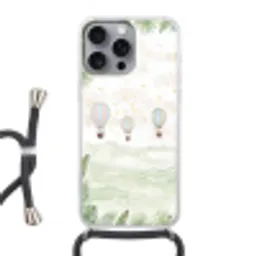 Aquarel - Luchtballonnen - Pastel Hoesje iPhone 16 Pro Max met koord klein -3d