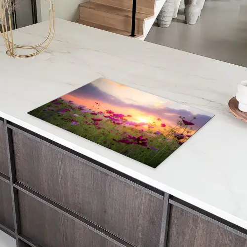 Cosmos bij Zonsondergang Inductie beschermer vinyl 3mm klein -sfeer8
