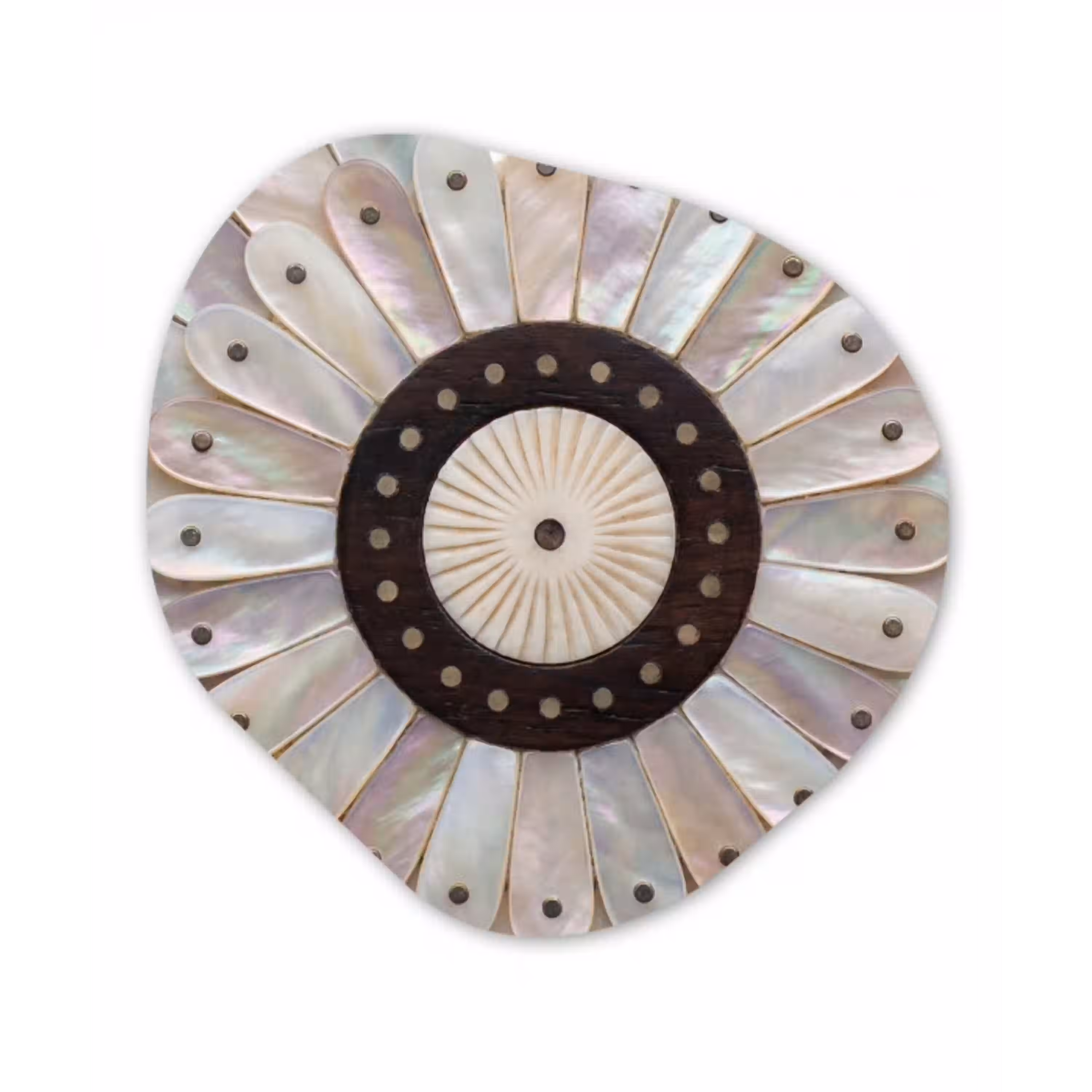 Parelmoer - Patroon - Decoratie - Ambacht - Wit Wandcirkel Organisch Aluminium middel -3d