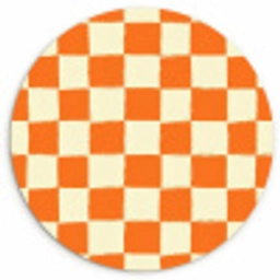 Schaak - Patroon - Oranje Wandcirkel kunststof plaat 5mm dik klein 188 -3d