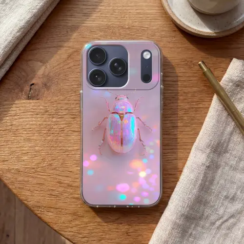 Kever - Metallic - Lichteffect - Roze Telefoonhoesje iPhone 17 Pro klein -sfeer1