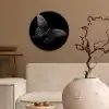 Vlinder - Zwart - Insect - Dieren Wandcirkel kunststof plaat 5mm dik klein -sfeer1