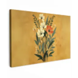 Bladeren - Boeket - Bloemen - Geel Tuinposter op houten frame 2 cm dik klein -3d