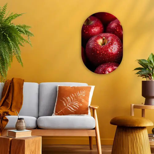 Rood - Appels - Fruit Wandcirkel Ovaal Forex klein -sfeer4