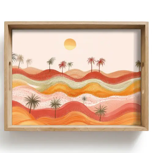 Abstract landschap - Palmbomen - Kleurrijk Dienblad Rechthoek middel -z3d_shopping