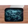 Wereldkaart - Bliksem - Blauw laptophoes neopreen klein -tafel