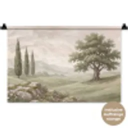 Heuvellandschap - Bomen - Natuur - Groen Wandkleed katoen klein -t3d_DE