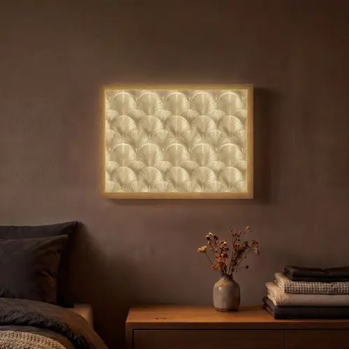 Patroon - Waaier -  Goud Light Box met batterij (Wandlamp) middel 907 -sfeer4