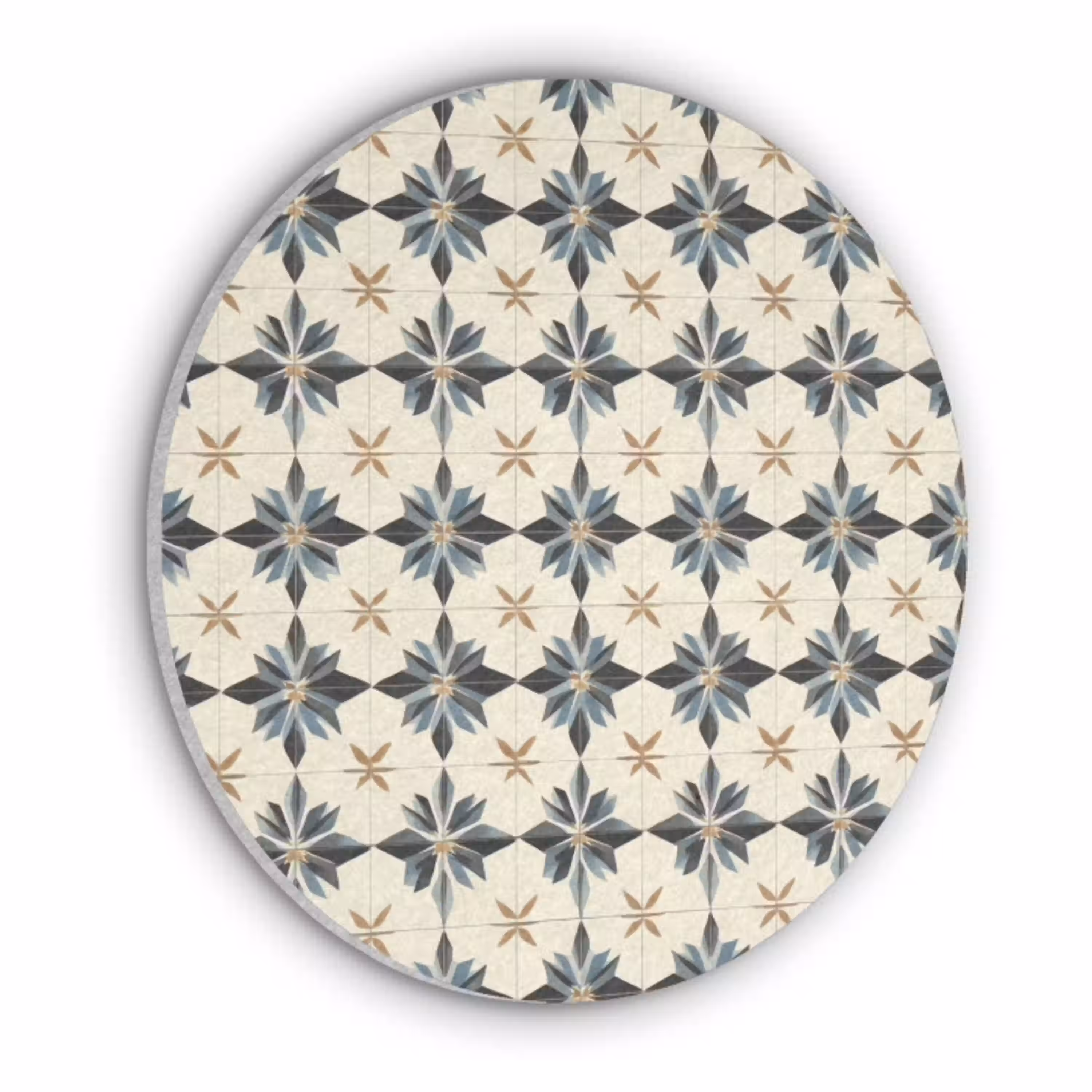 Sierlijk - Ornament - Blauw Akoestische PET Vilt - Rond klein 838 -3d