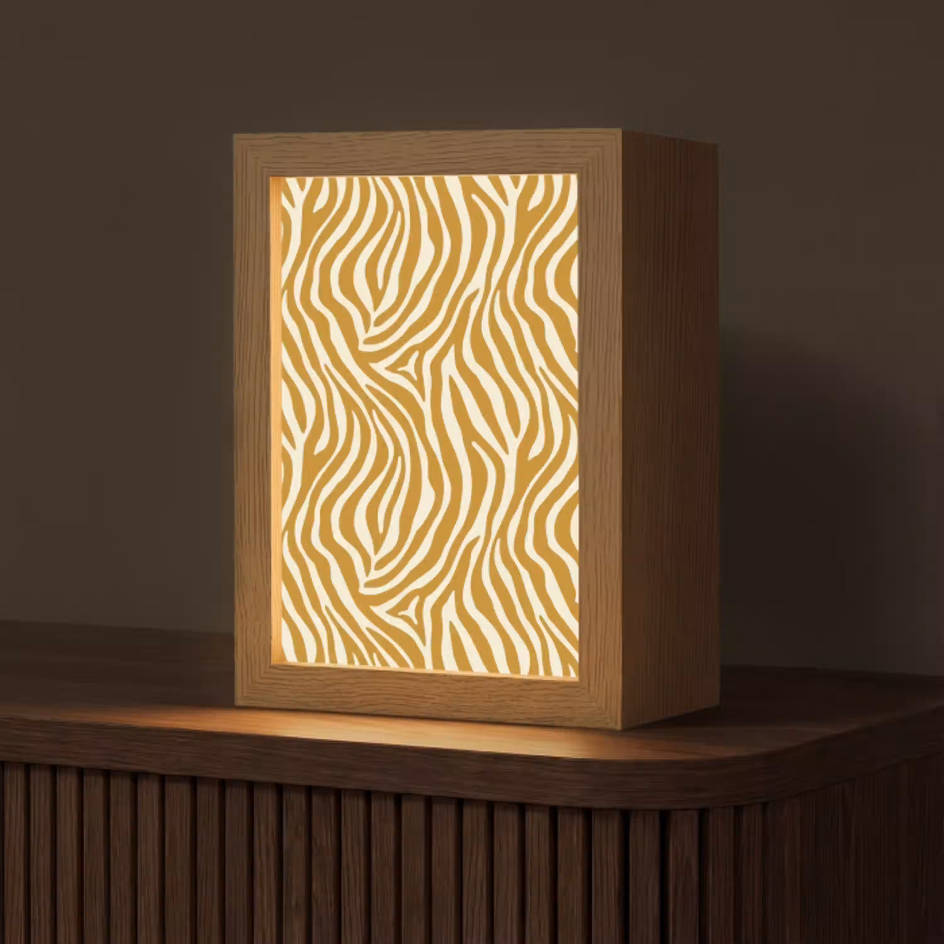 Zebra - Klassiek - Oker - Geel Light Box met kabel (Tafellamp) klein 925 -z3d_website