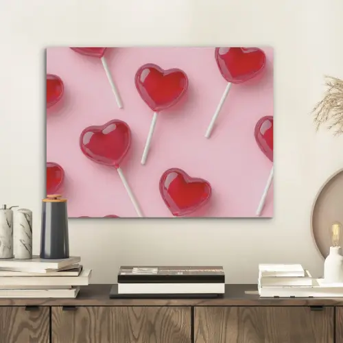 Lollies - Hartjes - Roze PET vilt klein -sfeer1