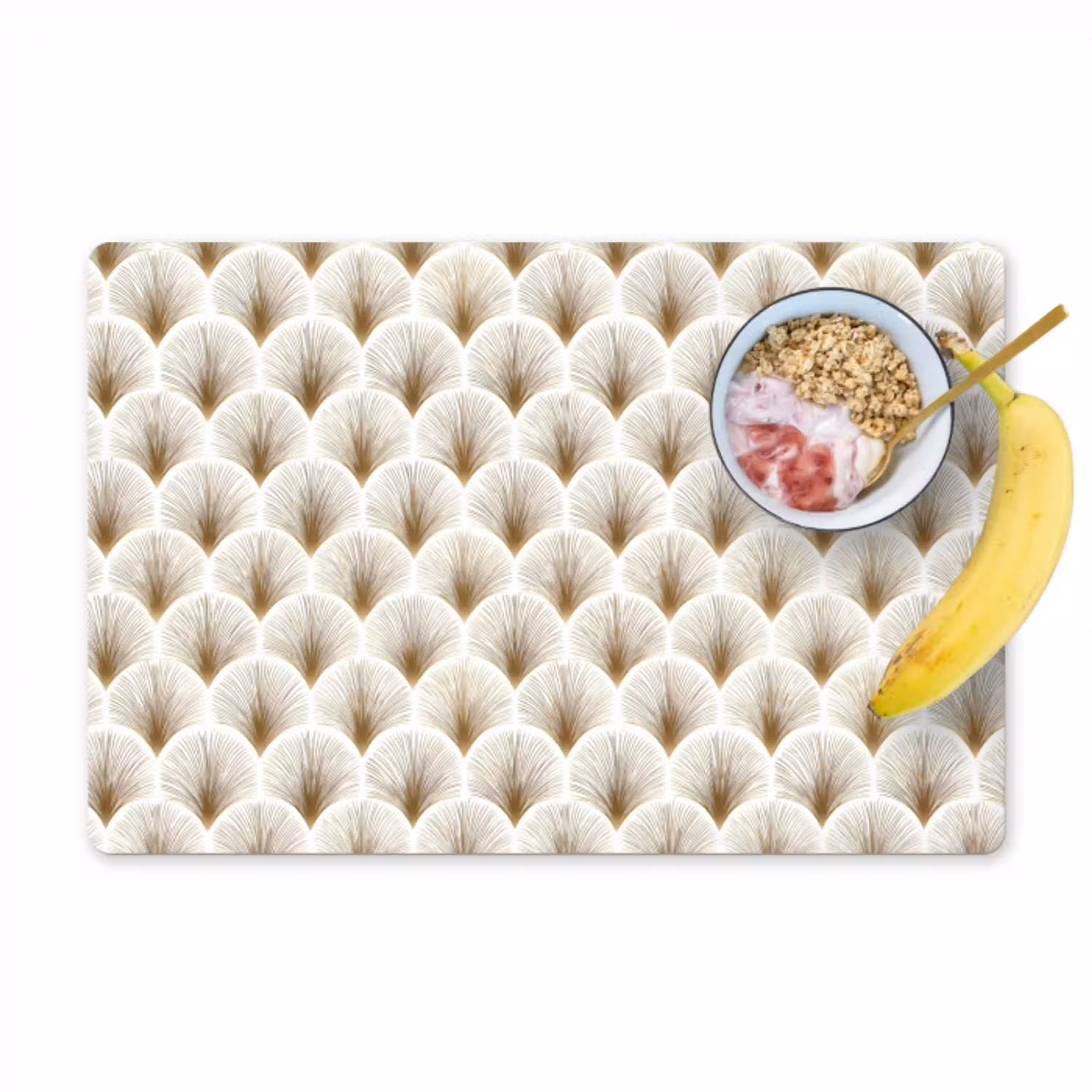 Waaiers - Art Deco - Elegant - Goud - Wit Placemat vinyl groot 368 -zzzproduct_Kitchenyeah-website