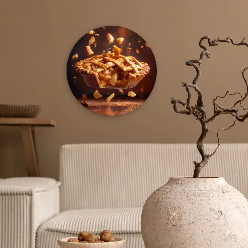 Appel - Taart - Warm - Eten Wandcirkel kunststof plaat 5mm dik klein -sfeer1