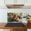 Dennenappels - Kerstsfeer - Bruin - Groen keuken achterwand spatscherm klein -sfeer2