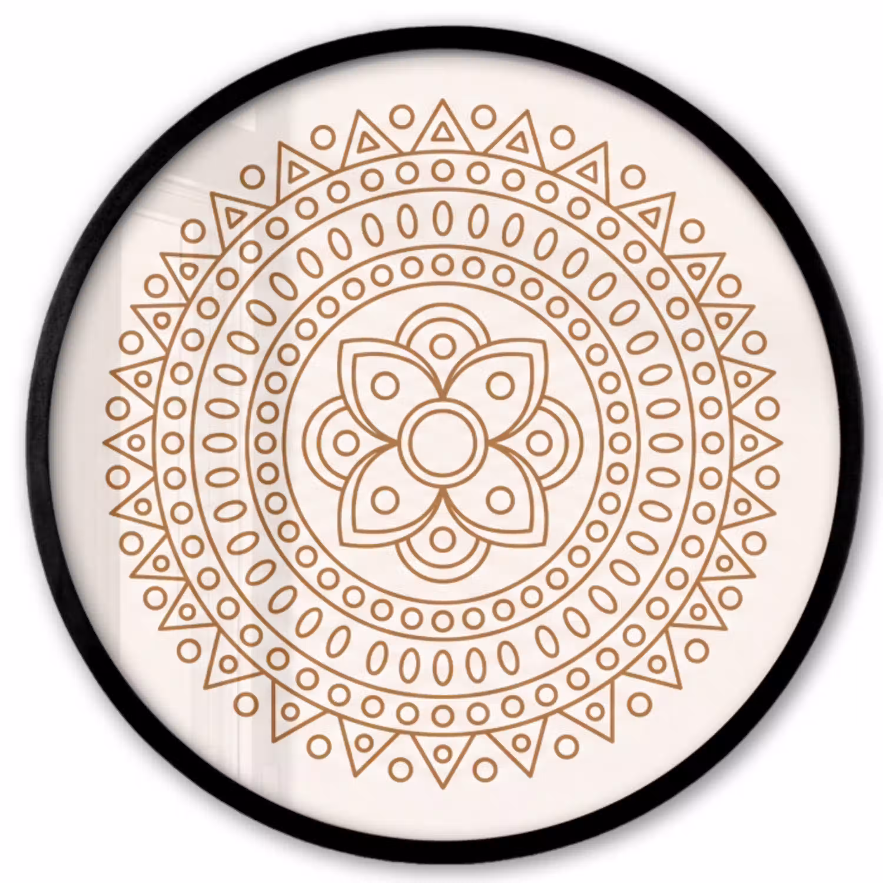 Mandala - Geometrisch - Abstract - Oosters - Bruin Fotolijst rond zonder passe partout klein -3d