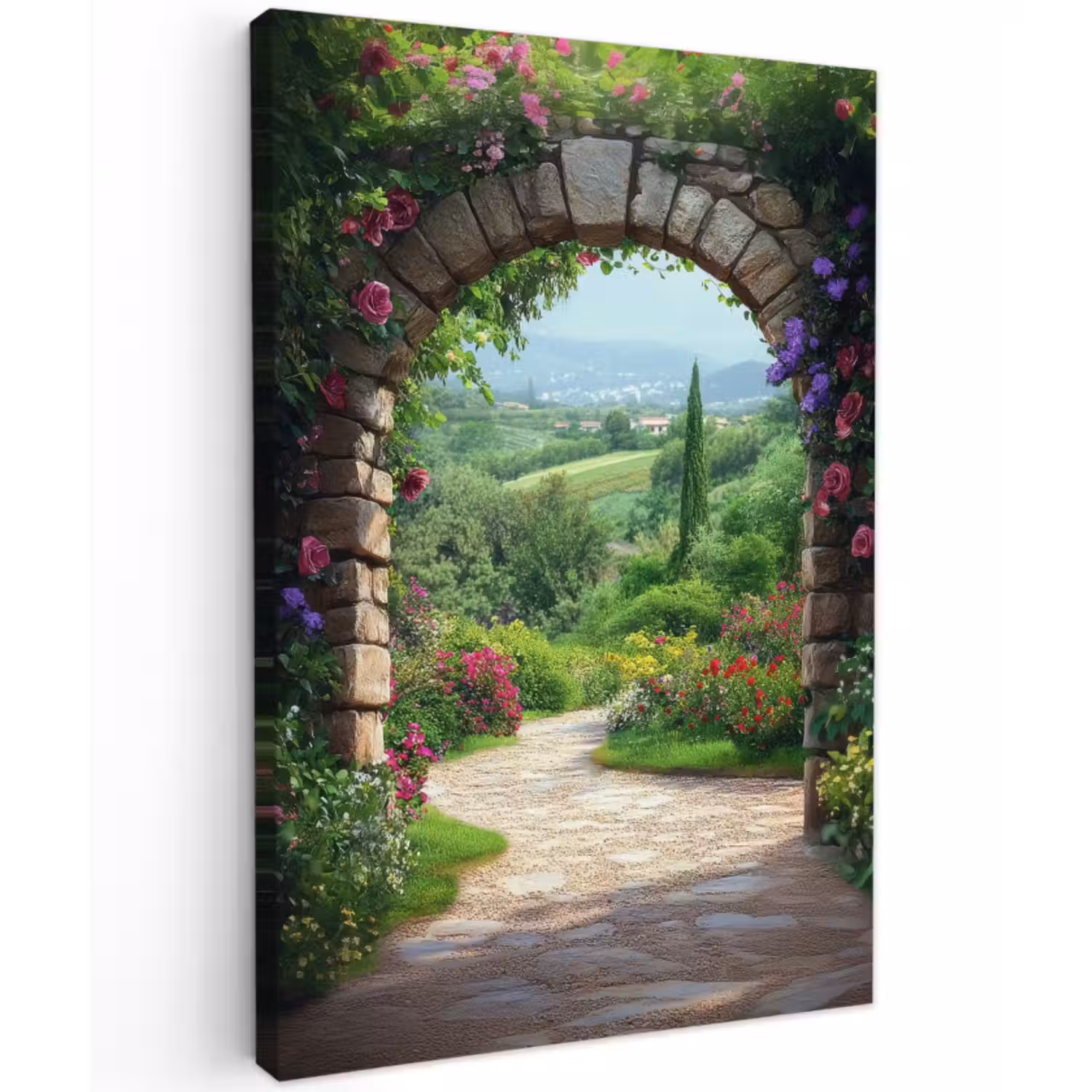 Outdoor Canvas Print - Vista - Landscape - Flowers - Path - View