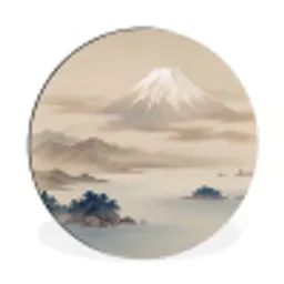Japans - Landschap - Beige Wandcirkel aluminium klein -3d