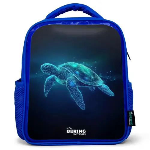 Lichtgevende schildpad in digitale oceaan Kinderrugzak - Blauw middel -3d