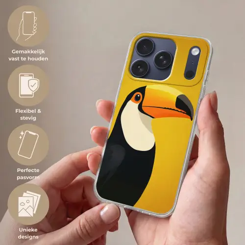 Toekan - Minimalistisch - Snavel - Oranje Telefoonhoesje iPhone 17 Pro klein -sfeer3_NL