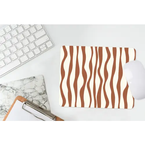 Golvende lijnen - Strepen - Beige - Bruin muismat rubber klein -witbureau